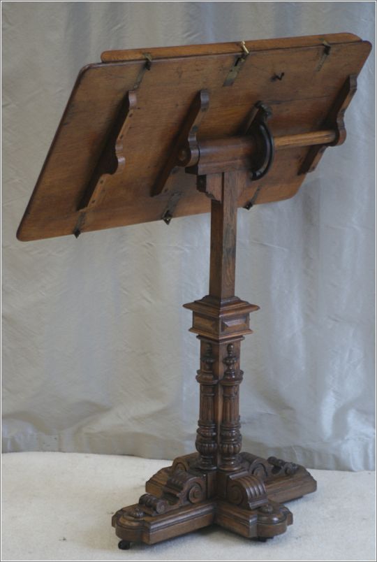 7016 Antique Oak Reading Table, Lectern (11) - Rear